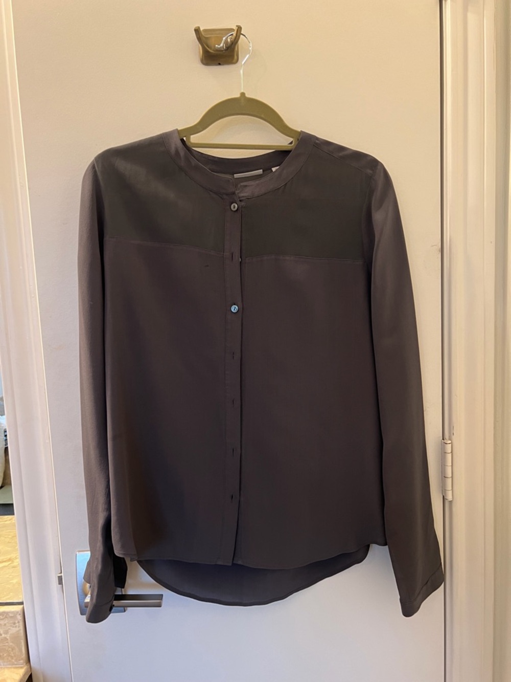 Valette Men's Charcoal Gray Mandarin-Collar Button Shirt